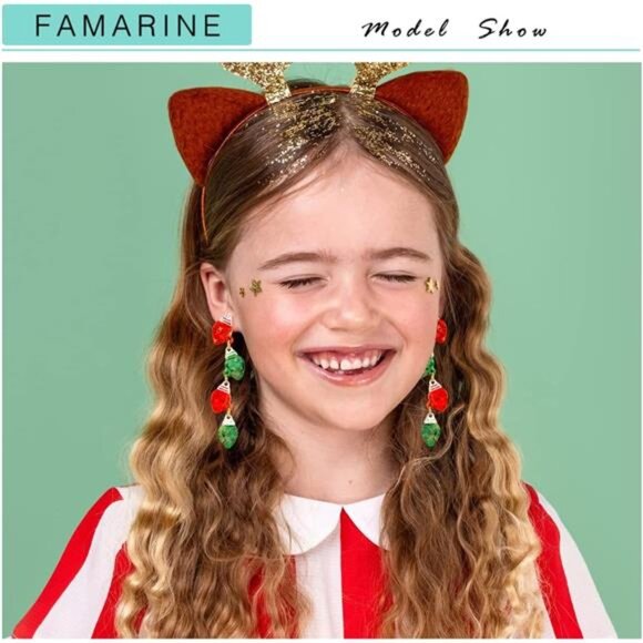 Christmas Earrings for Women Colorful Acrylic Drop Tree Lantern Gift Jewelry - Picture 2 of 7